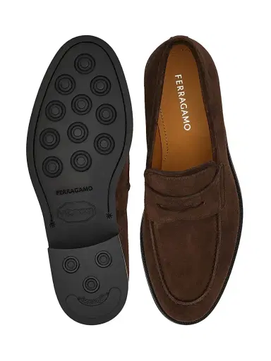 Ferragamo Men's Stefanovit Suede Penny Loafers | Thumbnail 5 Ferragamo Men's Stefanovit Suede Penny Loafers | Thumbnail 5