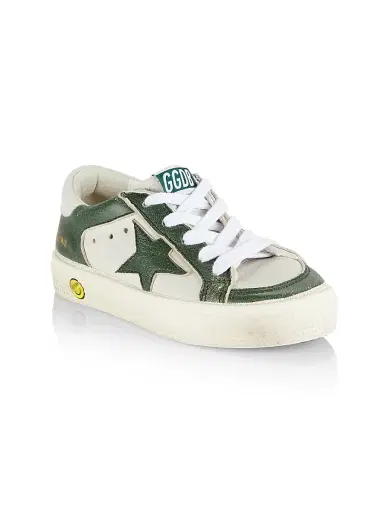Golden Goose Baby's, Little Kid's & Kid's May Leather Distressed Platform Sneakers - Dirty White Green 9 (Toddler) | Thumbnail 1 Golden Goose Baby's, Little Kid's & Kid's May Leather Distressed Platform Sneakers - Dirty White Green 9 (Toddler) | Thumbnail 1