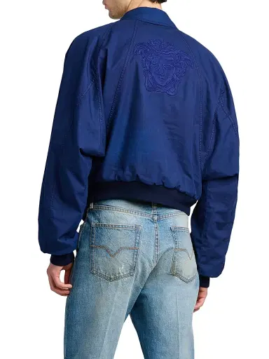Versace Men's Overdyed Medusa Cotton Gabardine Jacket - Navy Blue - Size 36 | Thumbnail 5 Versace Men's Overdyed Medusa Cotton Gabardine Jacket - Navy Blue - Size 36 | Thumbnail 5