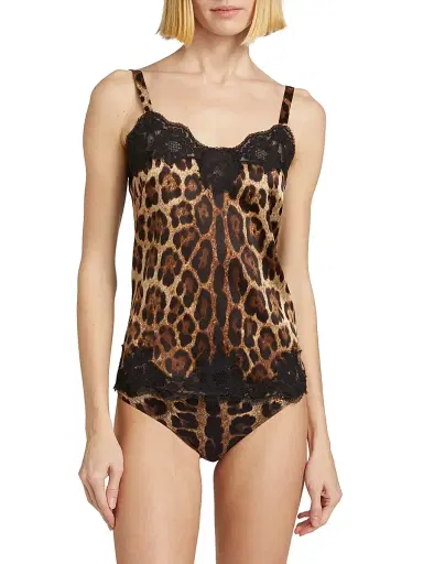 Dolce & Gabbana Women's Lace-Trimmed Leopard Chemise Top | Thumbnail 3 Dolce & Gabbana Women's Lace-Trimmed Leopard Chemise Top | Thumbnail 3