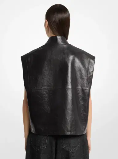 Michael Kors Collection Oversized Washed Leather Vest | Thumbnail 2 Michael Kors Collection Oversized Washed Leather Vest | Thumbnail 2