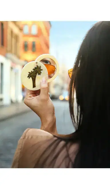Solar Eclipse Hand-painted Palm Tree Compact Mirror | Thumbnail 2 Solar Eclipse Hand-painted Palm Tree Compact Mirror | Thumbnail 2