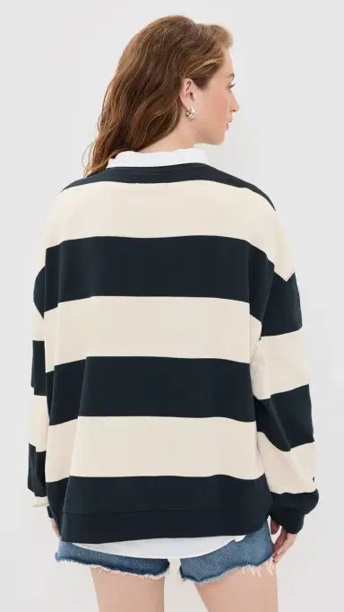 Free People Classic tripe Sweatshirt Black Combo | Thumbnail 3 Free People Classic tripe Sweatshirt Black Combo | Thumbnail 3