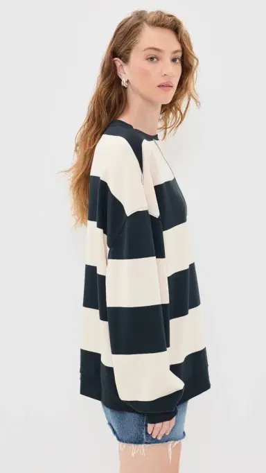 Free People Classic tripe Sweatshirt Black Combo | Thumbnail 4 Free People Classic tripe Sweatshirt Black Combo | Thumbnail 4