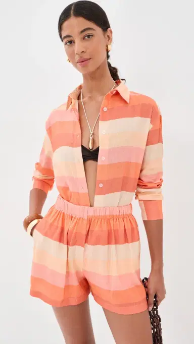 LE BOP Ombre Button Down Shirt Melon Ombre | Thumbnail 2 LE BOP Ombre Button Down Shirt Melon Ombre | Thumbnail 2