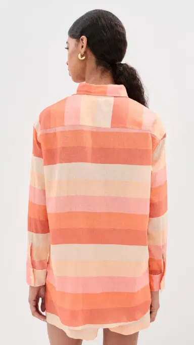 LE BOP Ombre Button Down Shirt Melon Ombre | Thumbnail 3 LE BOP Ombre Button Down Shirt Melon Ombre | Thumbnail 3
