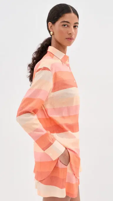 LE BOP Ombre Button Down Shirt Melon Ombre | Thumbnail 4 LE BOP Ombre Button Down Shirt Melon Ombre | Thumbnail 4