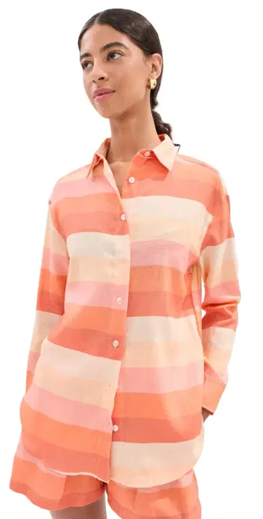 LE BOP Ombre Button Down Shirt Melon Ombre | Thumbnail 1 LE BOP Ombre Button Down Shirt Melon Ombre | Thumbnail 1