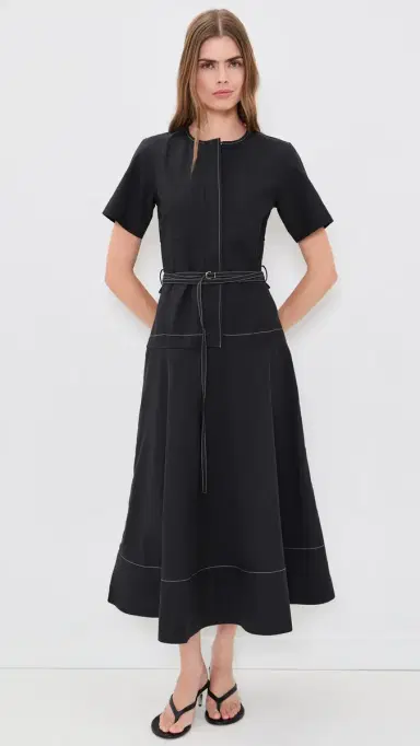 Proenza Schouler White Label Elizabeth Midi Dress Black | Thumbnail 2 Proenza Schouler White Label Elizabeth Midi Dress Black | Thumbnail 2