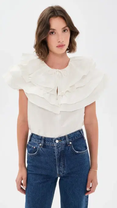 Aknvas Linda Taffeta Cape Top Cream 6 | Thumbnail 2 Aknvas Linda Taffeta Cape Top Cream 6 | Thumbnail 2