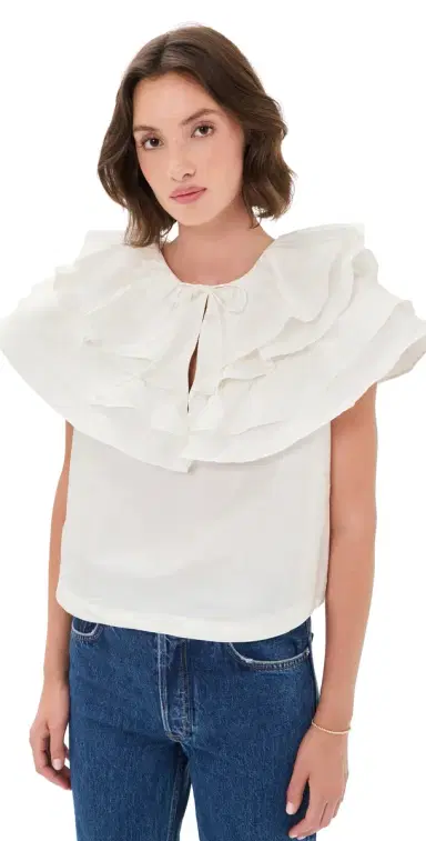 Aknvas Linda Taffeta Cape Top Cream 6 | Thumbnail 1 Aknvas Linda Taffeta Cape Top Cream 6 | Thumbnail 1
