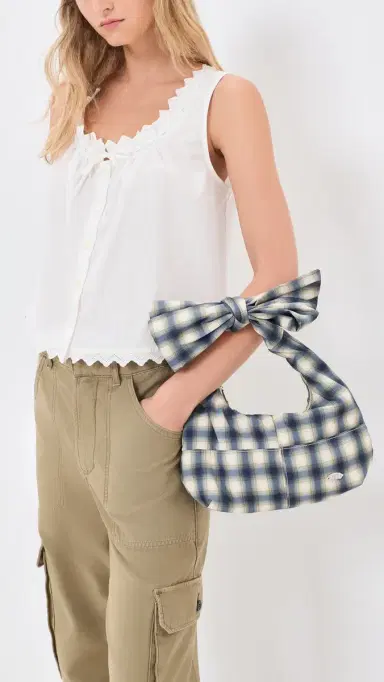 Damson Madder Roo Check Tie Shoulder Bag | Thumbnail 3 Damson Madder Roo Check Tie Shoulder Bag | Thumbnail 3