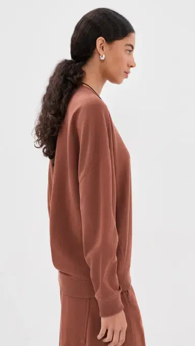 Tibi Lightweight Crew Neck Sweatshirt Red Clay | Thumbnail 3 Tibi Lightweight Crew Neck Sweatshirt Red Clay | Thumbnail 3
