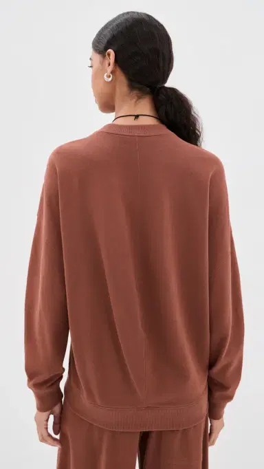Tibi Lightweight Crew Neck Sweatshirt Red Clay | Thumbnail 4 Tibi Lightweight Crew Neck Sweatshirt Red Clay | Thumbnail 4