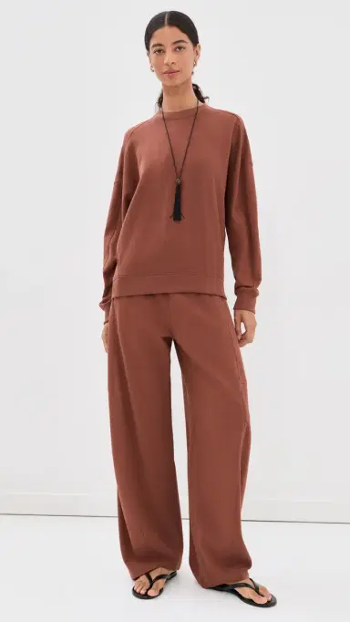 Tibi Lightweight Crew Neck Sweatshirt Red Clay | Thumbnail 5 Tibi Lightweight Crew Neck Sweatshirt Red Clay | Thumbnail 5
