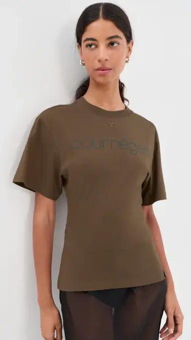 Courrèges Logo Print Waisted T-Shirt moky Brown/Black | Thumbnail 2 Courrèges Logo Print Waisted T-Shirt moky Brown/Black | Thumbnail 2