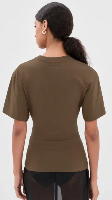 Courrèges Logo Print Waisted T-Shirt moky Brown/Black | Thumbnail 3 Courrèges Logo Print Waisted T-Shirt moky Brown/Black | Thumbnail 3