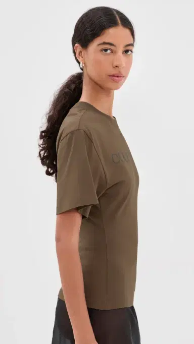 Courrèges Logo Print Waisted T-Shirt moky Brown/Black | Thumbnail 4 Courrèges Logo Print Waisted T-Shirt moky Brown/Black | Thumbnail 4