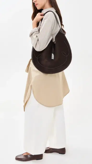Polo Ralph Lauren Suede Whip Stich Polo ID Medium Shoulder Bag Chocolate/Tobacco One Size | Thumbnail 3 Polo Ralph Lauren Suede Whip Stich Polo ID Medium Shoulder Bag Chocolate/Tobacco One Size | Thumbnail 3