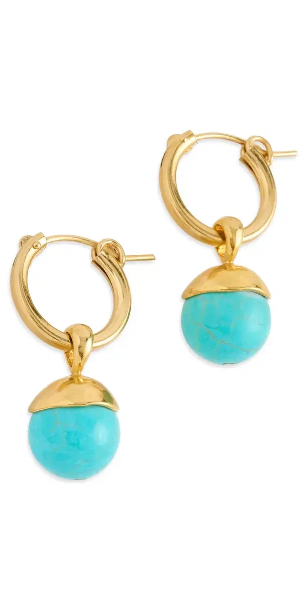 Bell Hoop Earrings Turquoise One Size Bell Hoop Earrings Turquoise One Size