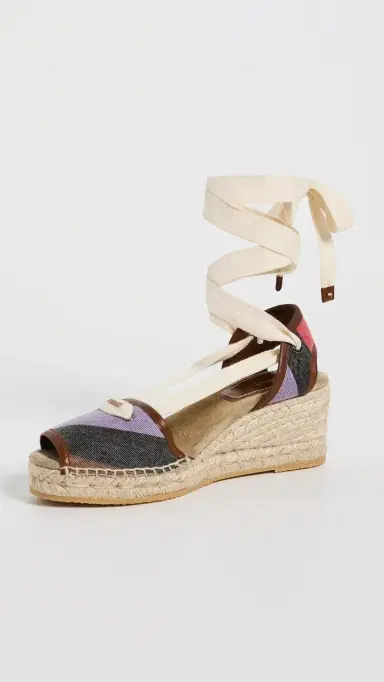 Versace Twill Stripe and Calf Leather Espadrilles | Thumbnail 2 Versace Twill Stripe and Calf Leather Espadrilles | Thumbnail 2