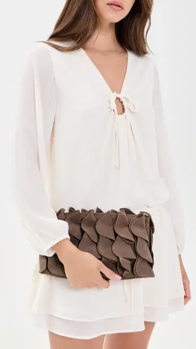 FARM Rio Suede Flower Clutch Bag Sand One Size | Thumbnail 3 FARM Rio Suede Flower Clutch Bag Sand One Size | Thumbnail 3