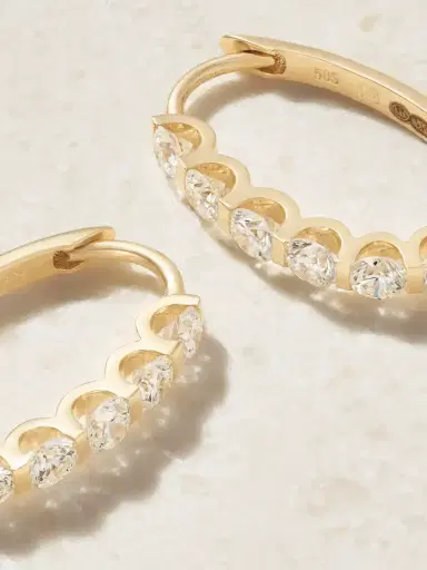 Ileana Makri 14-karat Gold Diamond Hoop Earrings | Thumbnail 3 Ileana Makri 14-karat Gold Diamond Hoop Earrings | Thumbnail 3