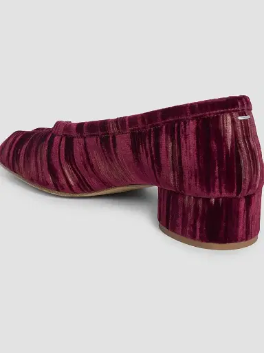 Maison Margiela Women's Tabi Ballerina 35MM Textured Velvet Pumps - Cordovan Red | Thumbnail 5 Maison Margiela Women's Tabi Ballerina 35MM Textured Velvet Pumps - Cordovan Red | Thumbnail 5