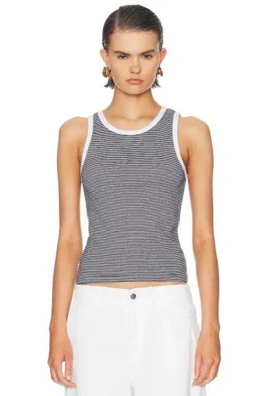 ENZA COSTA Cotton Mini Stripe Tank Top | Thumbnail 1 ENZA COSTA Cotton Mini Stripe Tank Top | Thumbnail 1