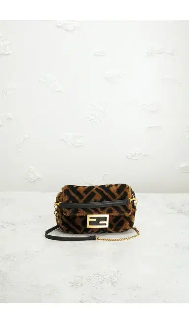 FWRD Renew Fendi Shearling Vitello Dolce Macro FF 1974 Mini Baguette Shoulder Bag | Thumbnail 2 FWRD Renew Fendi Shearling Vitello Dolce Macro FF 1974 Mini Baguette Shoulder Bag | Thumbnail 2