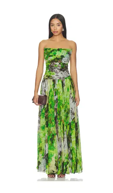 LA FUORI Fairy Fern Printed Draped Dress | Thumbnail 1 LA FUORI Fairy Fern Printed Draped Dress | Thumbnail 1