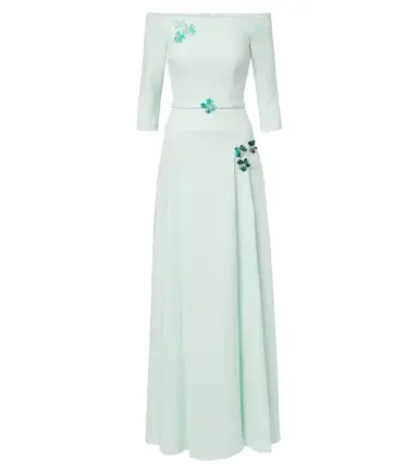Safiyaa Amadora off-shoulder crêpe gown | Thumbnail 1 Safiyaa Amadora off-shoulder crêpe gown | Thumbnail 1