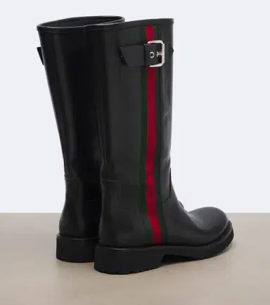 Gucci Web Stripe leather biker boots | Thumbnail 2 Gucci Web Stripe leather biker boots | Thumbnail 2