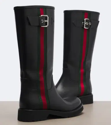 Gucci Web Stripe leather biker boots | Thumbnail 3 Gucci Web Stripe leather biker boots | Thumbnail 3