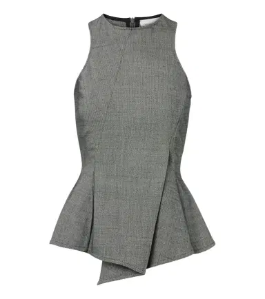 Magda Butrym Herringbone pleated peplum wool-blend top | Thumbnail 1 Magda Butrym Herringbone pleated peplum wool-blend top | Thumbnail 1