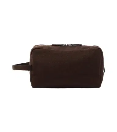 The Row Astra leather-trimmed canvas pouch | Thumbnail 1 The Row Astra leather-trimmed canvas pouch | Thumbnail 1