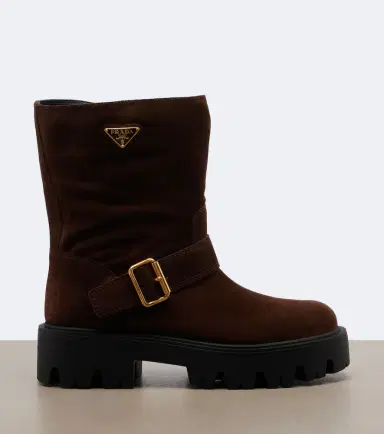Prada Logo suede biker boots | Thumbnail 2 Prada Logo suede biker boots | Thumbnail 2