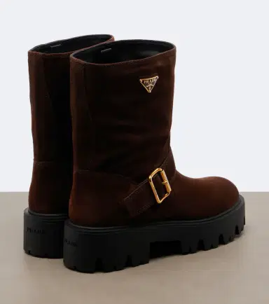 Prada Logo suede biker boots | Thumbnail 3 Prada Logo suede biker boots | Thumbnail 3