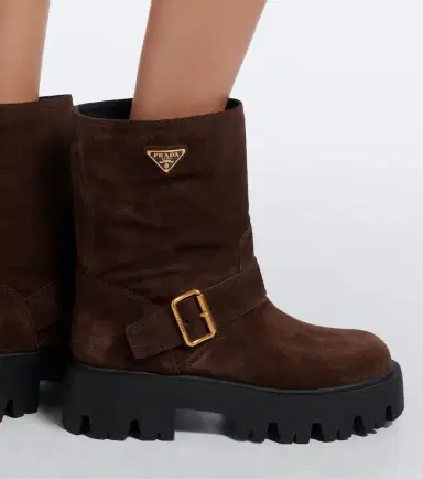 Prada Logo suede biker boots | Thumbnail 6 Prada Logo suede biker boots | Thumbnail 6