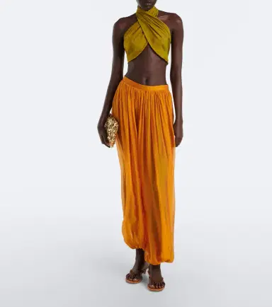 Retrofête Retrofête Fable halterneck chiffon crop top | Thumbnail 2 Retrofête Retrofête Fable halterneck chiffon crop top | Thumbnail 2