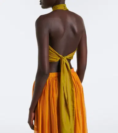 Retrofête Retrofête Fable halterneck chiffon crop top | Thumbnail 3 Retrofête Retrofête Fable halterneck chiffon crop top | Thumbnail 3