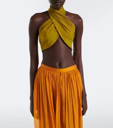 Retrofête Retrofête Fable halterneck chiffon crop top | Thumbnail 5 Retrofête Retrofête Fable halterneck chiffon crop top | Thumbnail 5