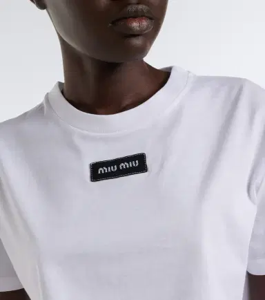 Miu Miu Logo cotton T-shirt | Thumbnail 3 Miu Miu Logo cotton T-shirt | Thumbnail 3