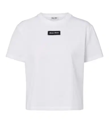Miu Miu Logo cotton T-shirt | Thumbnail 1 Miu Miu Logo cotton T-shirt | Thumbnail 1