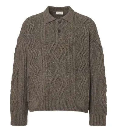 Frame Cable-knit wool and alpaca-blend polo sweater | Thumbnail 1 Frame Cable-knit wool and alpaca-blend polo sweater | Thumbnail 1
