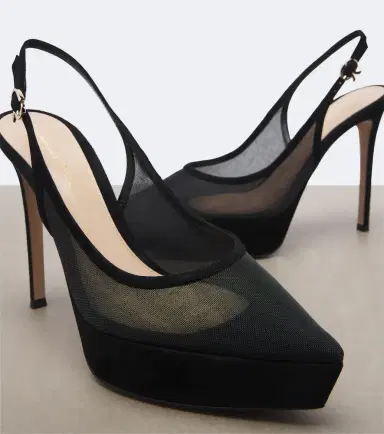 Gianvito Rossi Suede-trimmed mesh platform slingback pumps | Thumbnail 4 Gianvito Rossi Suede-trimmed mesh platform slingback pumps | Thumbnail 4