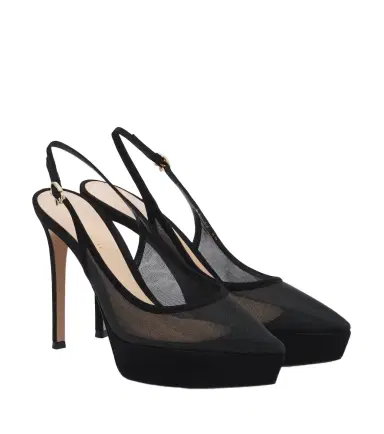 Gianvito Rossi Suede-trimmed mesh platform slingback pumps | Thumbnail 1 Gianvito Rossi Suede-trimmed mesh platform slingback pumps | Thumbnail 1