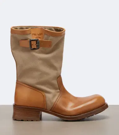 Prada Leather and canvas biker boots | Thumbnail 3 Prada Leather and canvas biker boots | Thumbnail 3