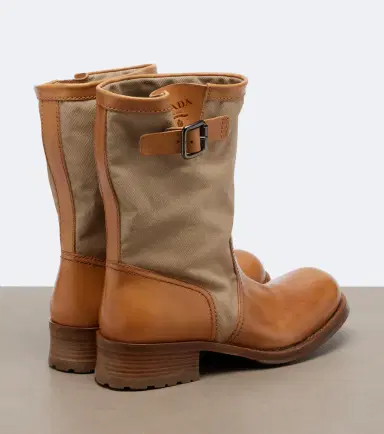 Prada Leather and canvas biker boots | Thumbnail 4 Prada Leather and canvas biker boots | Thumbnail 4
