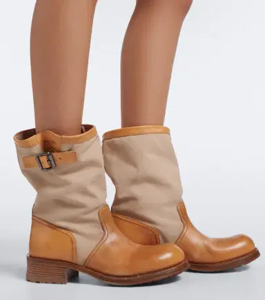 Prada Leather and canvas biker boots | Thumbnail 5 Prada Leather and canvas biker boots | Thumbnail 5